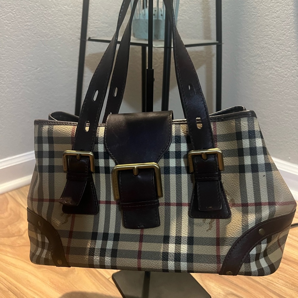 Burberry Coated Canvas and leather trim
